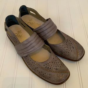 Rieker Womens Taupe Anti-Stress Comfort Slip-On Mary-Jane Heeled Cutout Shoe